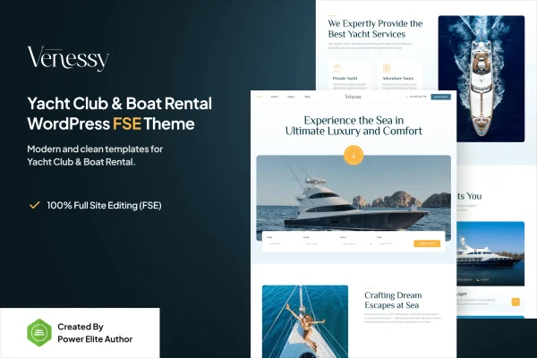 Venessy yacht club and boat rental WordPress theme preview