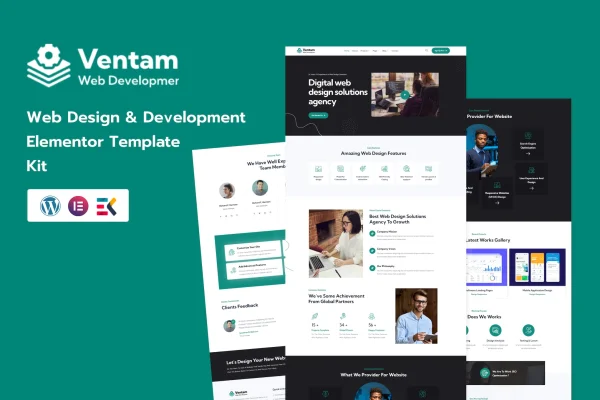Ventam web design agency Elementor template kit cover image