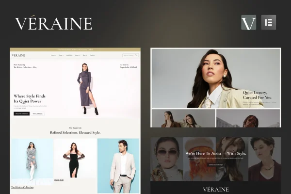 Veraine luxury fashion marketplace Elementor template kit preview