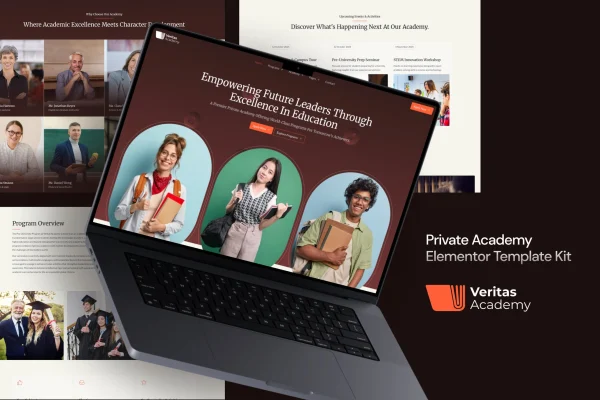 Veritas private academy Elementor template kit preview