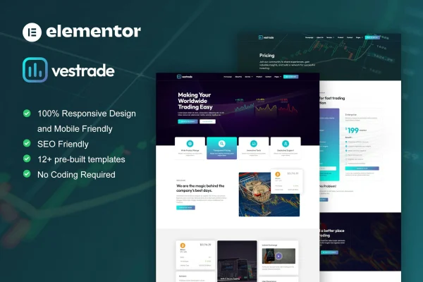 Vestrade trading and investment Elementor template kit preview