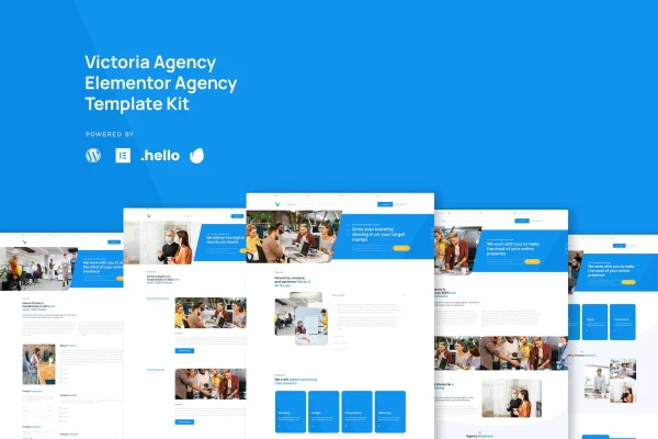 Victoria agency and business Elementor template kit preview