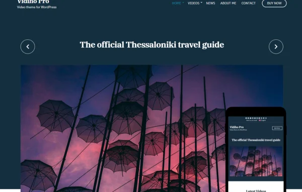 Vidiho Pro video WordPress theme cover image