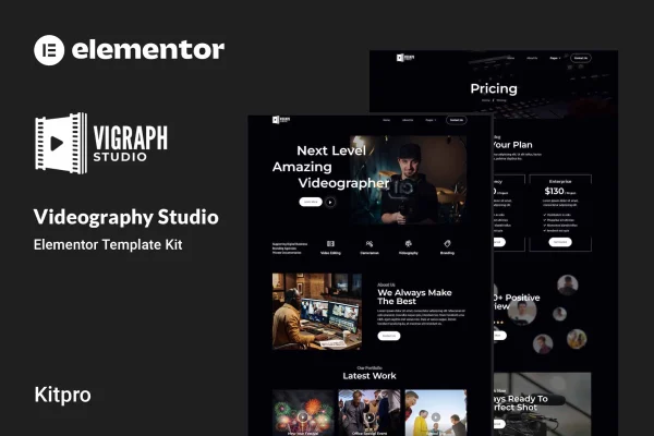 Vigraph videography studio Elementor template kit cover image