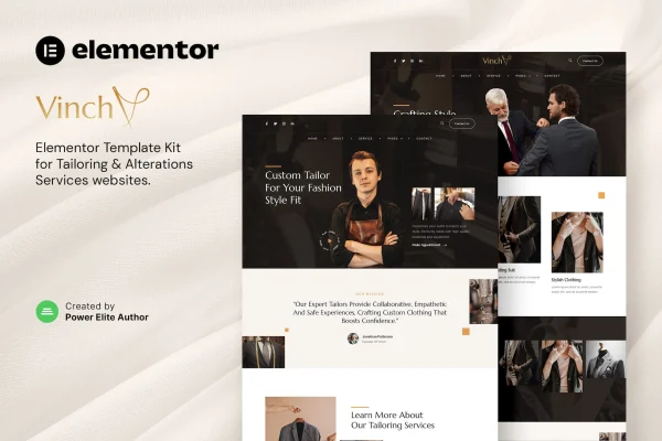 Vinch tailoring and alterations Elementor template kit preview