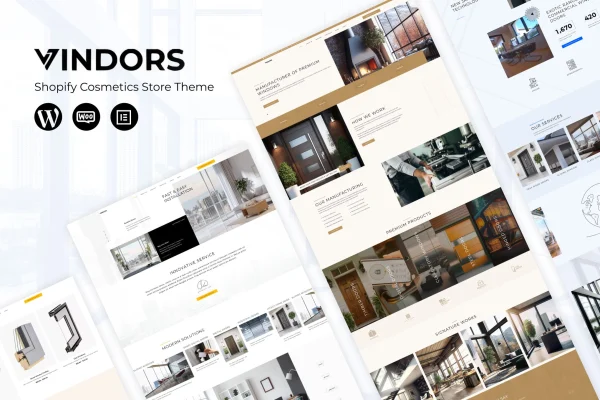 Vindors windows and doors company WordPress theme preview