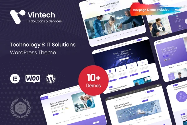 Vintech technology and IT solutions WordPress theme preview