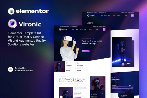 Vironic AR and VR services Elementor template kit preview