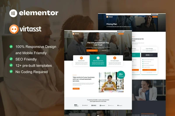 Virtasst virtual assistant service Elementor template kit preview