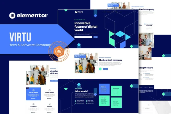 Virtu tech and software company Elementor template kit preview