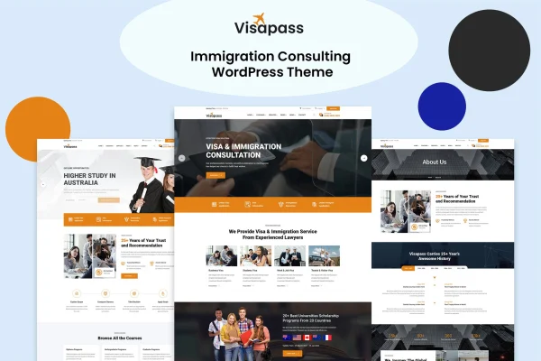 Visapass immigration consulting WordPress theme preview