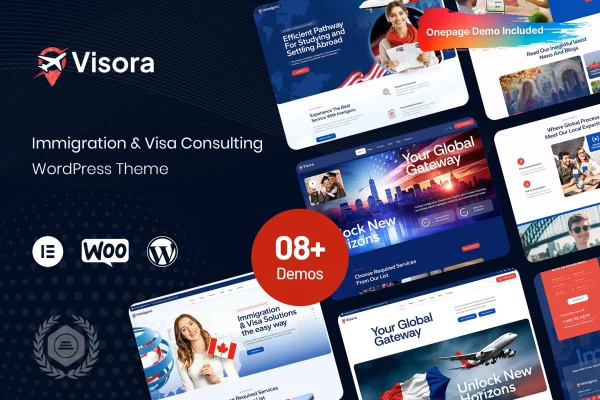 Visora immigration and visa consulting WordPress theme preview
