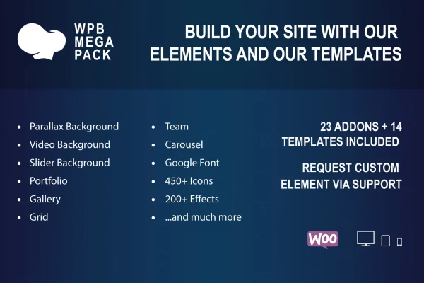 Visual Composer Addons Mega Pack plugin banner for WPBakery addons and templates