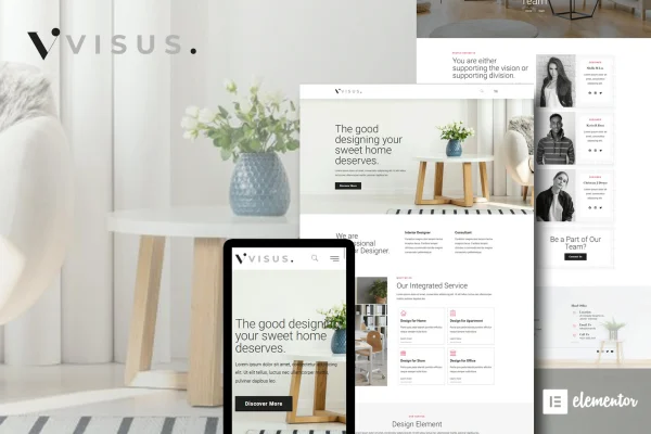 Visus interior design and architecture Elementor template kit preview