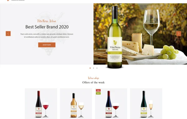Vite Nera WordPress theme preview for a wine shop online store