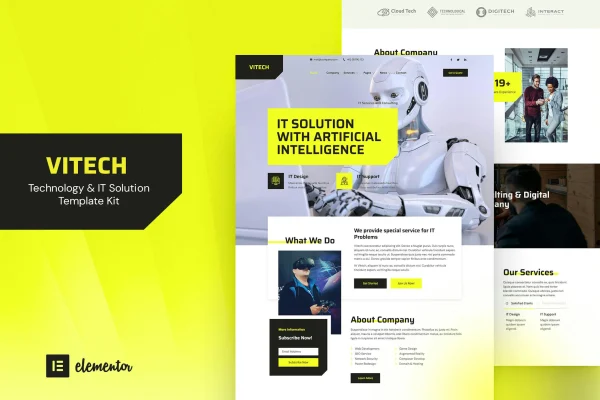 Vitech technology and IT solution Elementor template kit preview