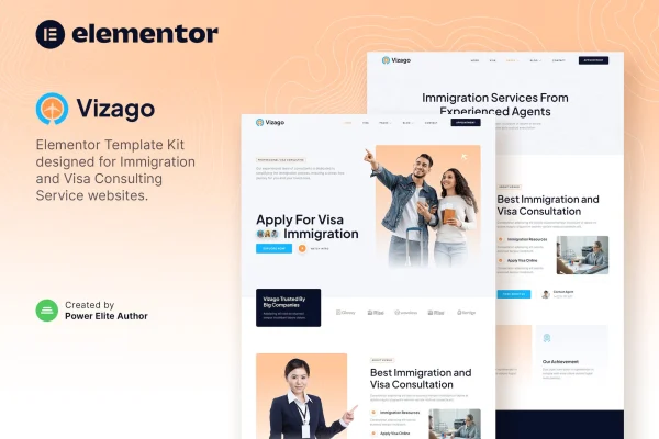 Vizago immigration and visa consulting Elementor template kit preview