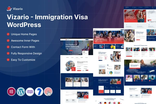 Vizario immigration and visa agency WordPress theme preview