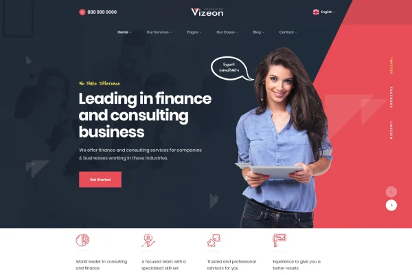 Vizeon business consulting WordPress theme preview