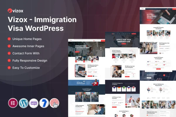 Vizox immigration and visa WordPress theme preview
