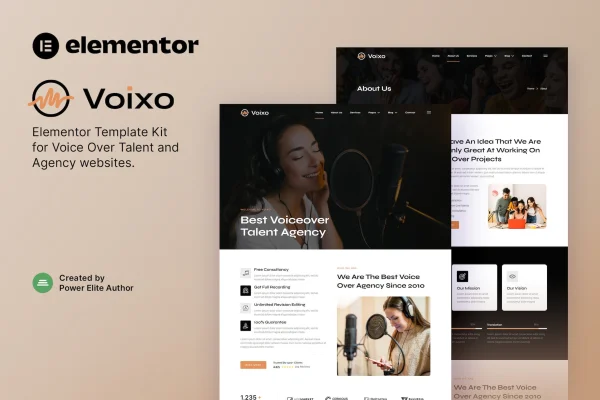 Voixo voice over talent and agency Elementor template kit preview