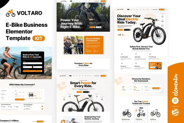 Voltaro e-bike business Elementor template kit cover image
