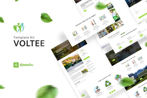 Voltee volunteering service Elementor template kit preview