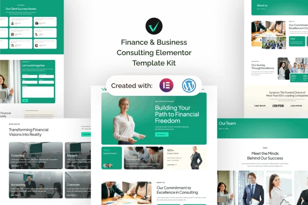 Vynance finance and business consulting Elementor template kit preview