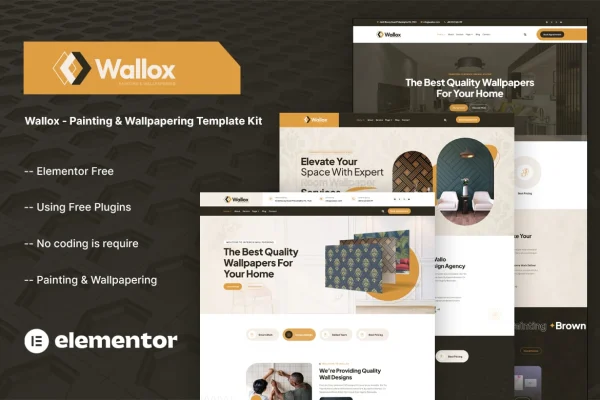 Wallox painting and wallpapering Elementor template kit preview
