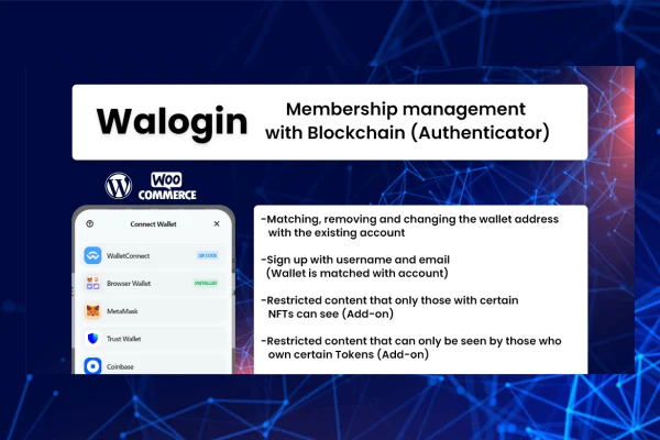Walogin blockchain wallet login plugin banner