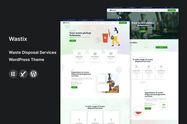 Wastix waste disposal services WordPress theme preview