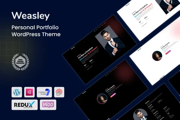 Weasley personal portfolio WordPress theme preview