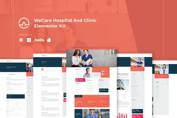WeCare hospital and clinic Elementor template kit cover image