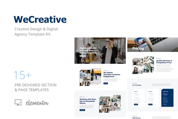 WeCreative digital agency Elementor template kit cover image
