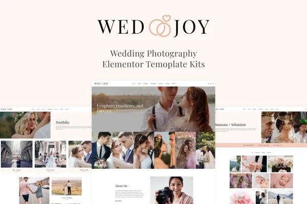 Wedjoy wedding photography Elementor template kit preview