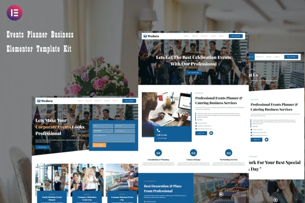 Wedora event planner Elementor template kit preview