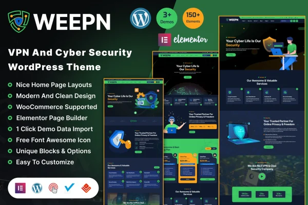 Weepn VPN and cloud services WordPress theme preview