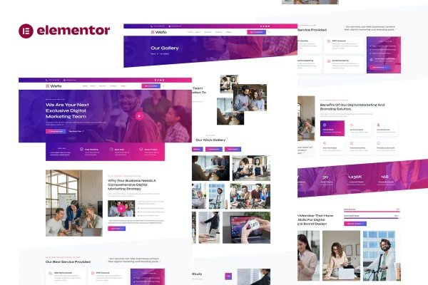 Wefa digital marketing and brand design agency Elementor template kit preview