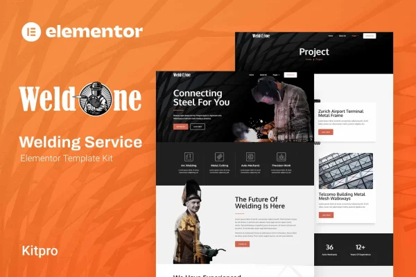 Weldone welding service Elementor template kit preview