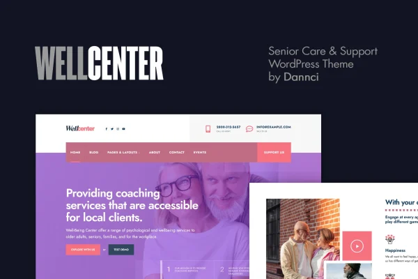 Wellcenter senior care and support WordPress theme preview