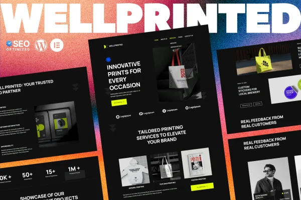 WellPrinted print service Elementor template kit preview