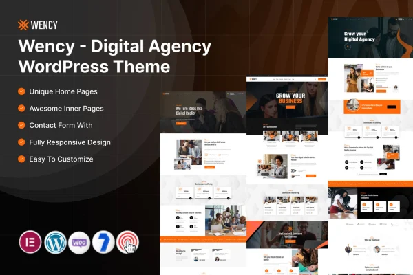 Wency digital agency WordPress theme preview