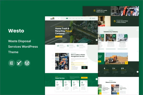 Westo waste disposal services WordPress theme preview