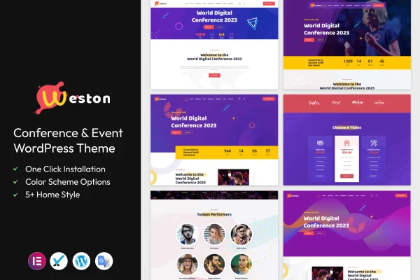 Weston conference and event WordPress theme preview