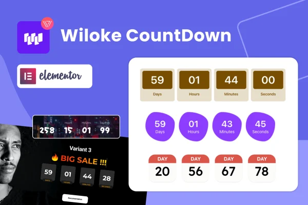 Wiloke Countdown Timer for Elementor plugin banner
