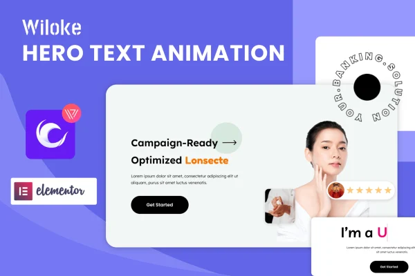 Wiloke Hero Text Animation for Elementor plugin banner with animated heading examples