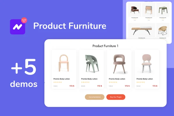 Wiloke Product Furniture plugin banner showing furniture product layouts