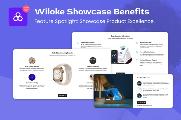 Wiloke Showcase Benefits Addon for Elementor plugin banner