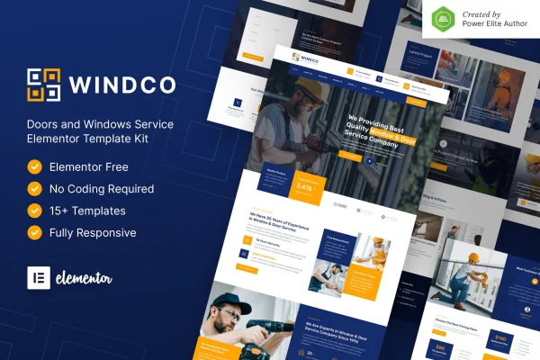Windco doors and windows service Elementor template kit preview