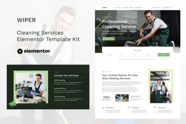 Wiper cleaning services Elementor template kit preview